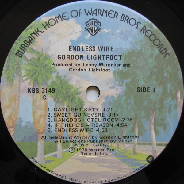 Gordon Lightfoot - Endless Wire | Warner Bros. Records (KBS 3149) - 3