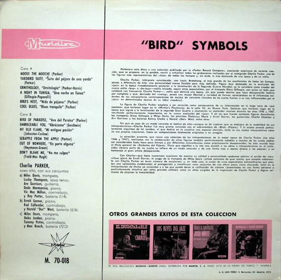 Charlie Parker - "Bird" Symbols | Musidisc (M. 70-018) - 2 Charlie Parker - "Bird" Symbols | Musidisc (M. 70-018) - 2