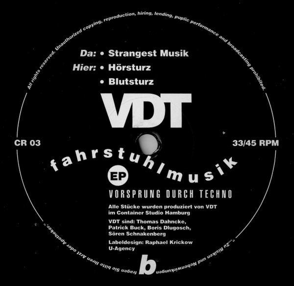 VDT - Fahrstuhlmusik EP | Container Records Hamburg (CR 03) - 2