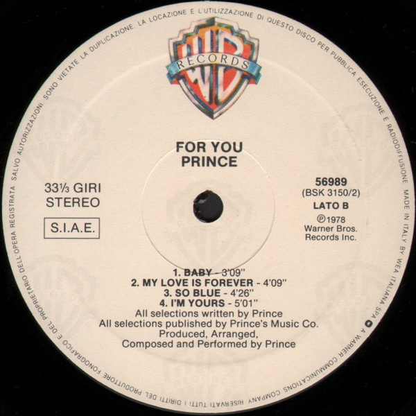 Prince - For You | Warner Bros. Records (56 989) - 4