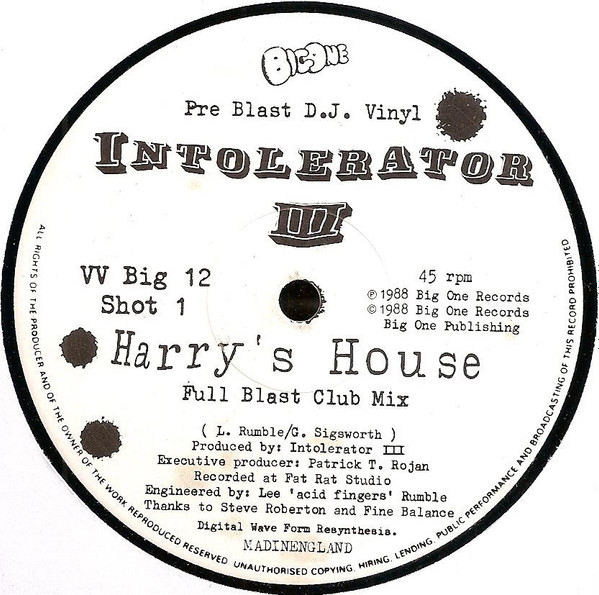 Intolerator III - Harry's House | Big One Records (VV Big 12)
