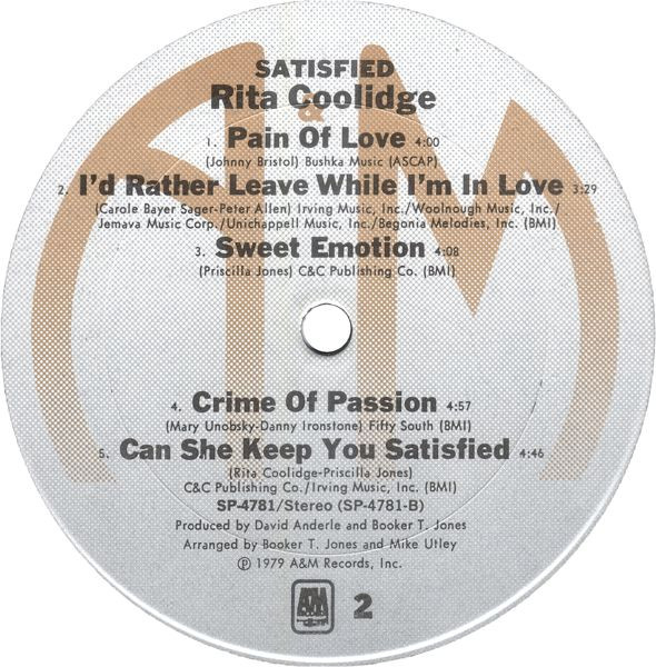 Rita Coolidge - Satisfied | A&M Records (SP-4781) - 4 Rita Coolidge - Satisfied | A&M Records (SP-4781) - 4