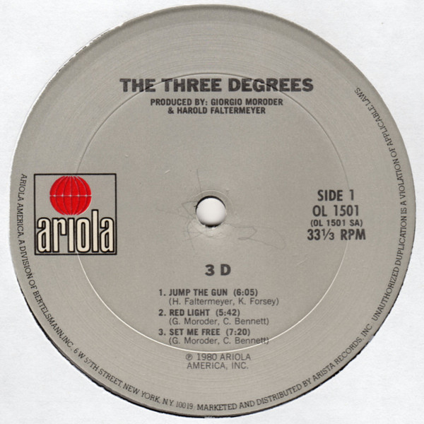 The Three Degrees - Three D | Ariola Records America (OL 1501) - 2 The Three Degrees - Three D | Ariola Records America (OL 1501) - 2
