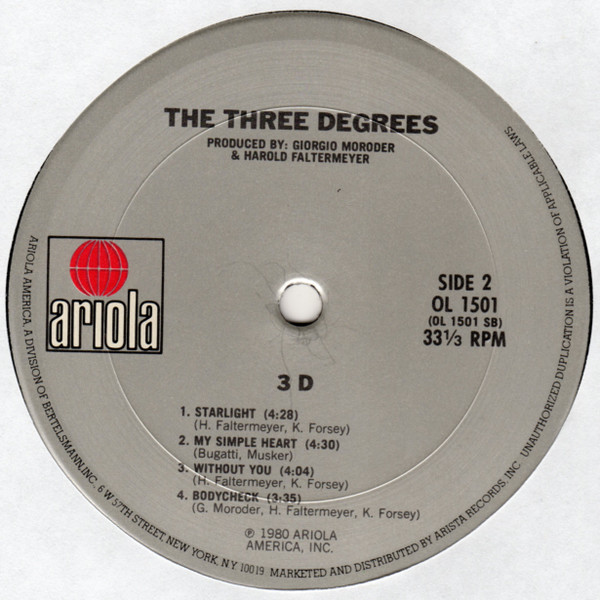 The Three Degrees - Three D | Ariola Records America (OL 1501) - 3 The Three Degrees - Three D | Ariola Records America (OL 1501) - 3