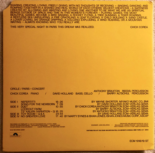 Circle - Paris - Concert | ECM Records (ECM 1018/19 ST) - 4 Circle - Paris - Concert | ECM Records (ECM 1018/19 ST) - 4