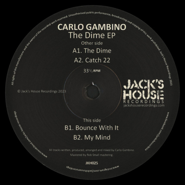 Carlo Gambino - The Dime EP | Jack's House Recordings (JKH025)