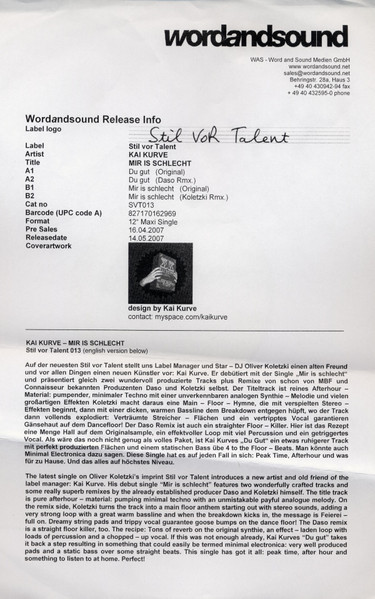 Kai Kurve - Mir Is Schlecht | Stil Vor Talent (SVT 013) - main Kai Kurve - Mir Is Schlecht | Stil Vor Talent (SVT 013) - main
