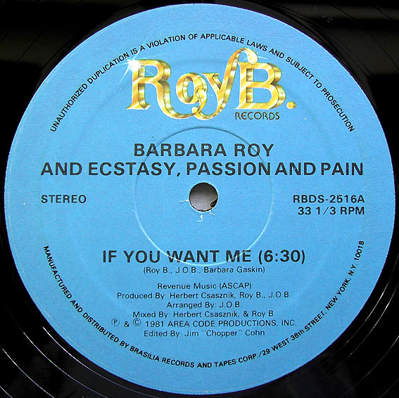 Barbara Roy And Ecstasy, Passion & Pain - If You Want Me | Roy B. Records (RBDS-2516)