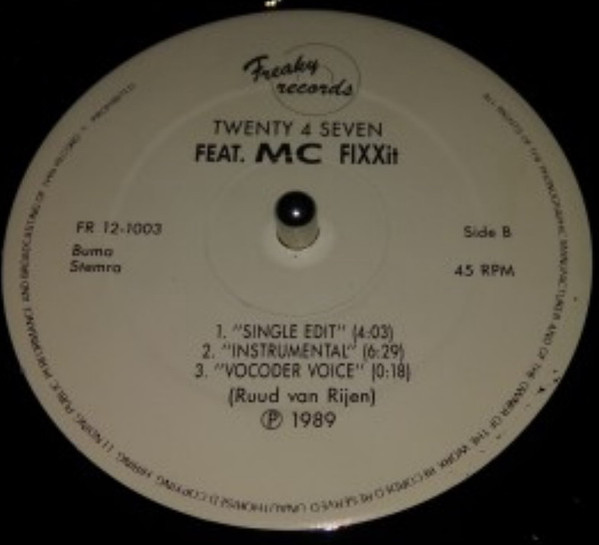 Twenty 4 Seven Feat. MC Fixx It - I Can't Stand It | Freaky Records (FR 12-1003) - 2