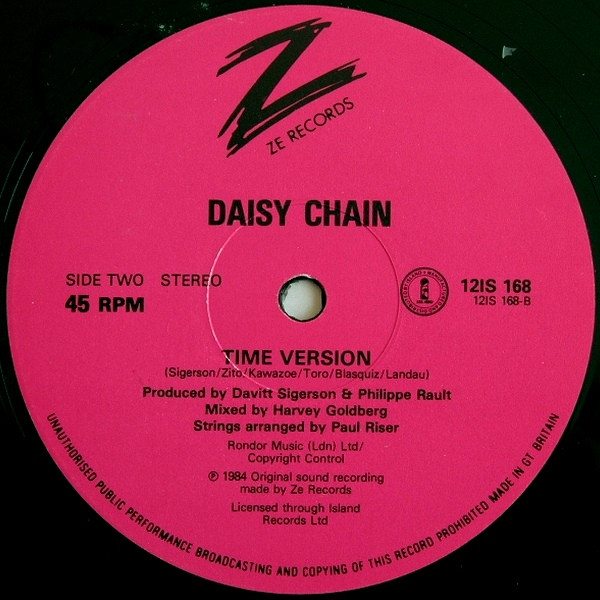Daisy Chain - No Time To Stop Believing In Love / Time Version | ZE Records (12IS 168) - 2