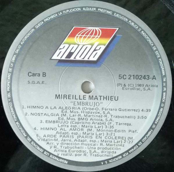 Mireille Mathieu - Embrujo | Ariola (5C 210243-A) - 4 Mireille Mathieu - Embrujo | Ariola (5C 210243-A) - 4