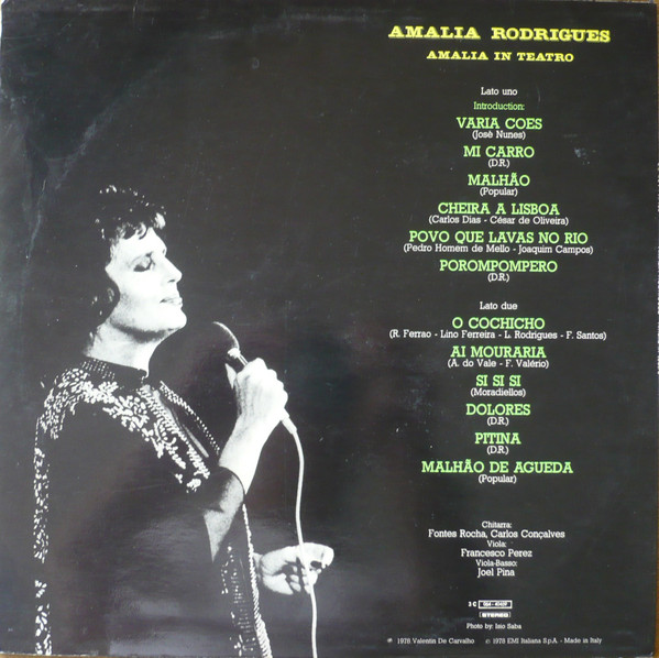 Amália Rodrigues - Amália In Teatro | EMI (3C 064-40469) - 2