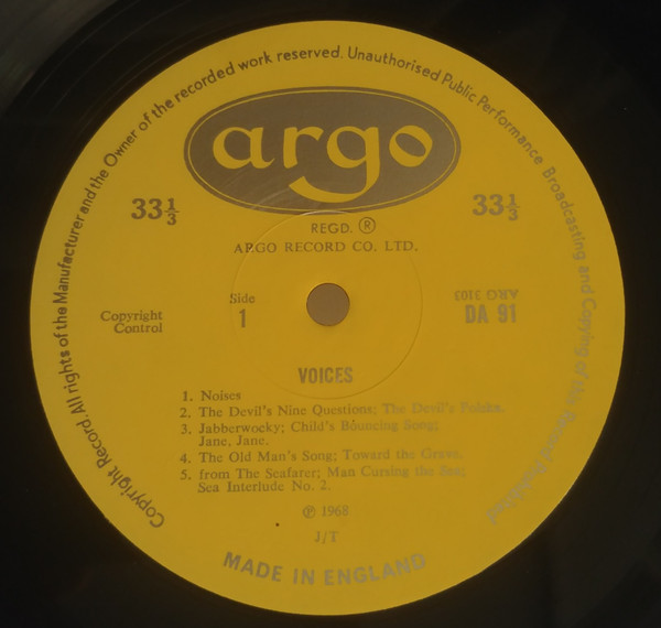 Various - Voices (The First Book/Record One) | Argo (DA 91) - 3