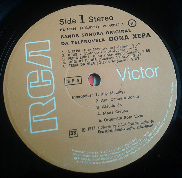 Various - Banda Sonora Original Da Telenovela Dona Xepa | RCA Victor (PL-40844)