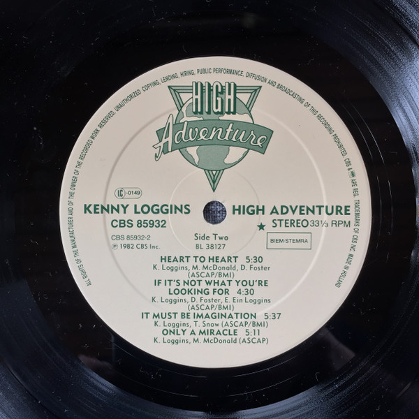 Kenny Loggins - High Adventure | CBS (85932) - 4 Kenny Loggins - High Adventure | CBS (85932) - 4