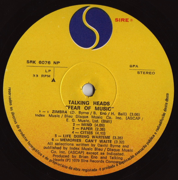 Talking Heads - Fear Of Music | Sire (SRK 6076) - 3 Talking Heads - Fear Of Music | Sire (SRK 6076) - 3