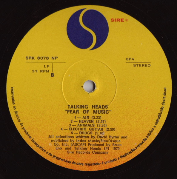Talking Heads - Fear Of Music | Sire (SRK 6076) - 4 Talking Heads - Fear Of Music | Sire (SRK 6076) - 4