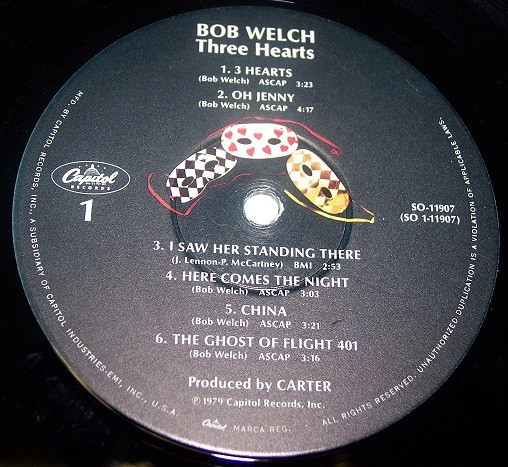 Bob Welch - Three Hearts | Capitol Records (SO-11907) - 3 Bob Welch - Three Hearts | Capitol Records (SO-11907) - 3