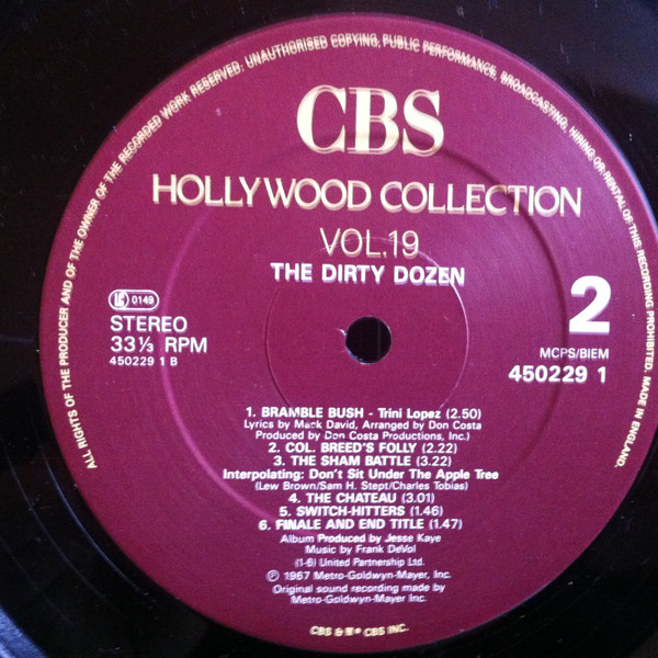 Frank De Vol - Hollywood Collection Vol.19 The Dirty Dozen (Music From The Original Sound Track) | CBS (CBS 450229 1) - 3