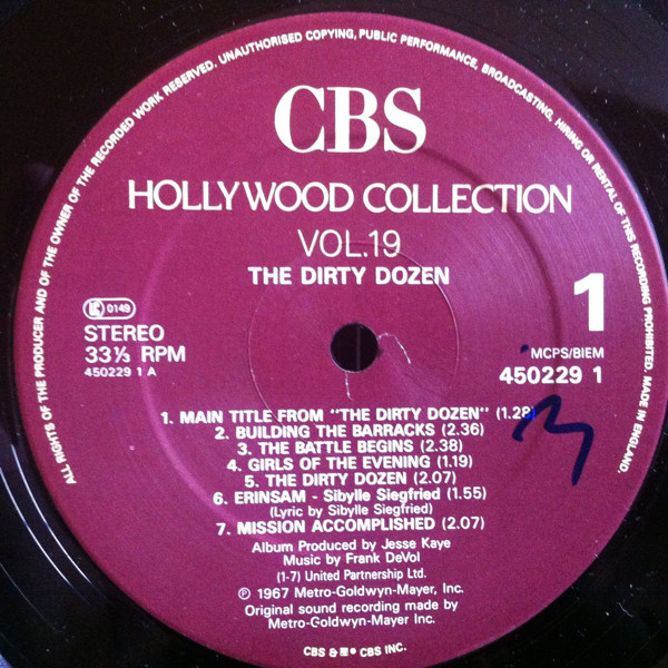 Frank De Vol - Hollywood Collection Vol.19 The Dirty Dozen (Music From The Original Sound Track) | CBS (CBS 450229 1) - 2