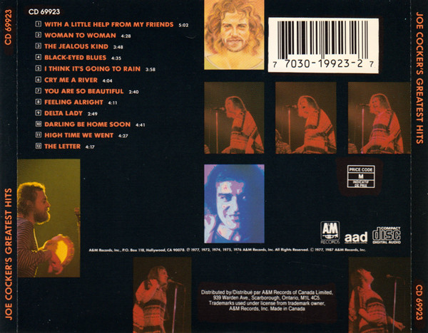 Joe Cocker - Joe Cocker's Greatest Hits | A&M Records (CD 69923) - 2 Joe Cocker - Joe Cocker's Greatest Hits | A&M Records (CD 69923) - 2