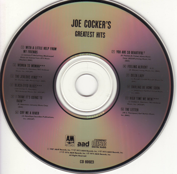Joe Cocker - Joe Cocker's Greatest Hits | A&M Records (CD 69923) - 4 Joe Cocker - Joe Cocker's Greatest Hits | A&M Records (CD 69923) - 4