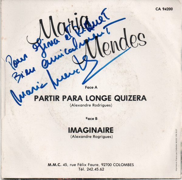 Maria Mendes - Partir Para Longe Quizera | Cabana Music (CA 94200) - 2