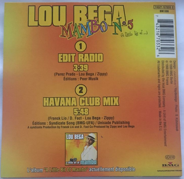 Lou Bega - Mambo N°5 (A Little Bit Of...) | BMG (74321 67033 2) - 2