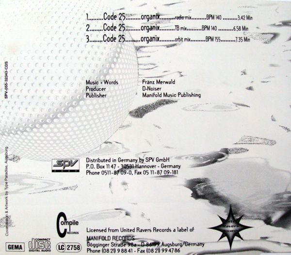 Code-25 - Organix | Compile Records (SPV-055-32343-CDS) - 3