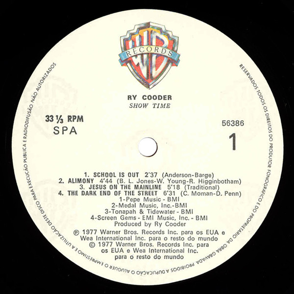 Ry Cooder - Show Time (Chicken Skin Revue) | Warner Bros. Records (56386) - 3 Ry Cooder - Show Time (Chicken Skin Revue) | Warner Bros. Records (56386) - 3