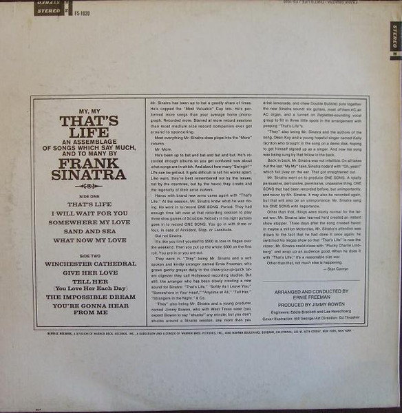 Frank Sinatra - That's Life | Reprise Records (FS-1020) - 2 Frank Sinatra - That's Life | Reprise Records (FS-1020) - 2