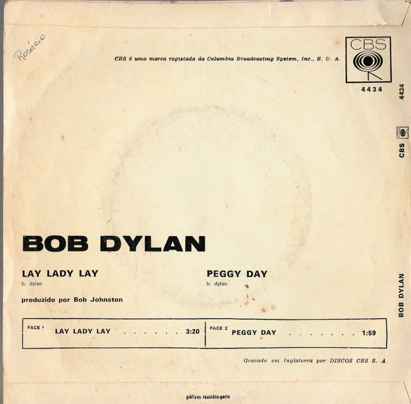 Bob Dylan - Lay Lady Lay / Peggy Day | CBS (4434)