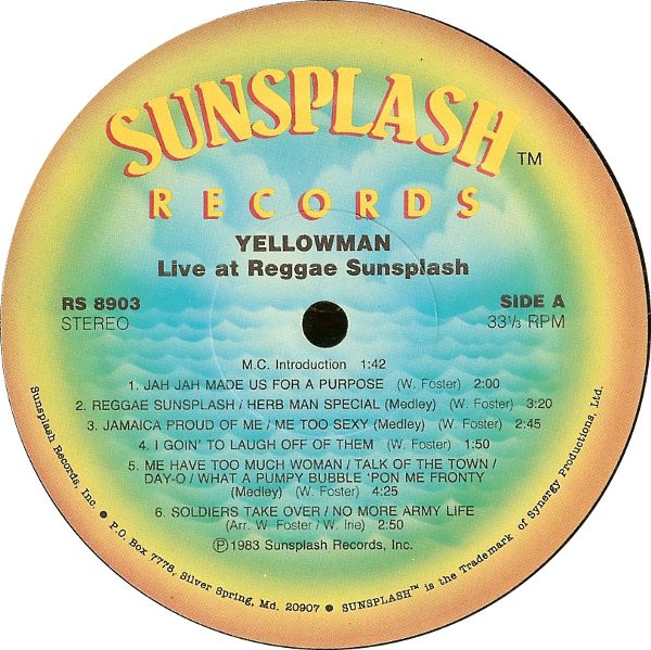 Yellowman - Live At Reggae Sunsplash | Sunsplash Records (RS 8903) - 2 Yellowman - Live At Reggae Sunsplash | Sunsplash Records (RS 8903) - 2