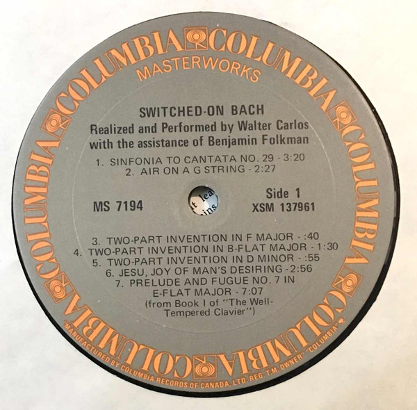 Walter Carlos - Switched-On Bach | Columbia Masterworks (MS 7194) - 3 Walter Carlos - Switched-On Bach | Columbia Masterworks (MS 7194) - 3