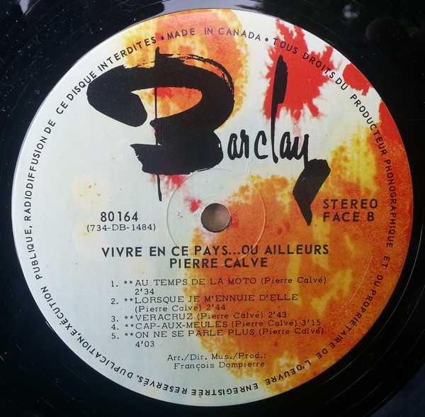 Pierre Calvé - Vivre En Ce Pays... Ou Ailleurs | Barclay (80164) - 4