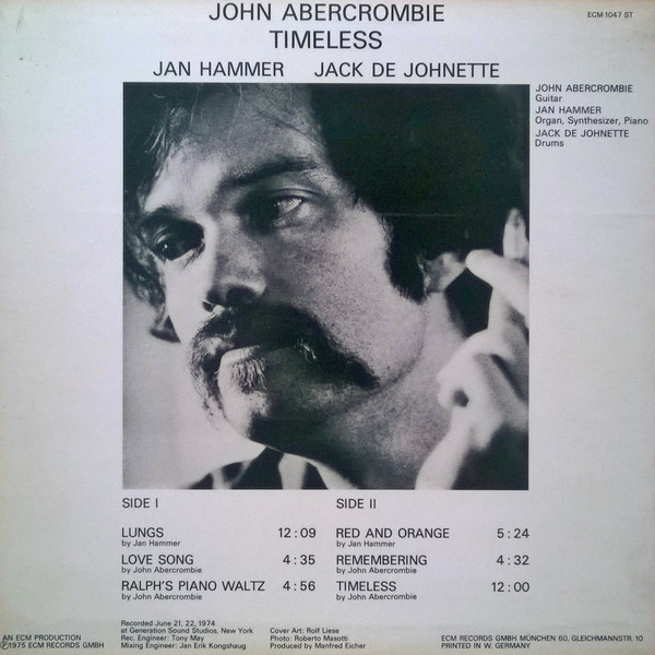 John Abercrombie , Jan Hammer , Jack DeJohnette - Timeless | ECM Records (ECM 1047 ST) - 2