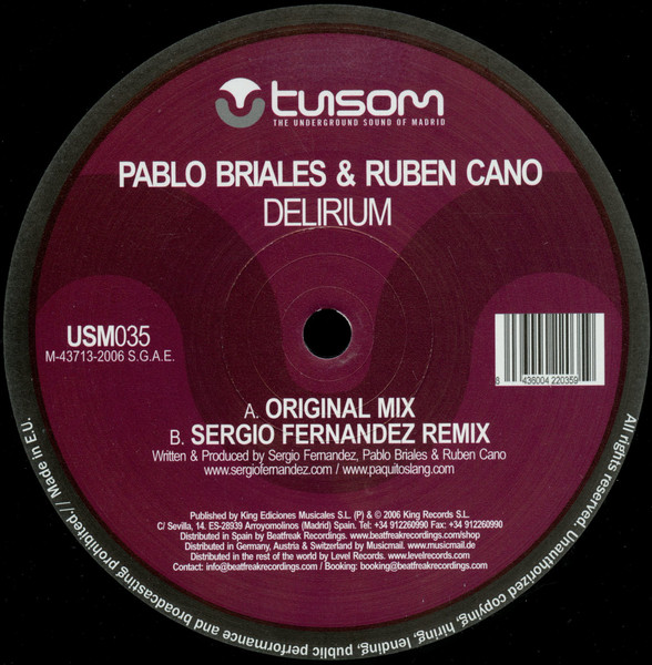 Pablo Briales & Ruben Cano - Delirium | T.U.S.O.M. Recordings (USM035)