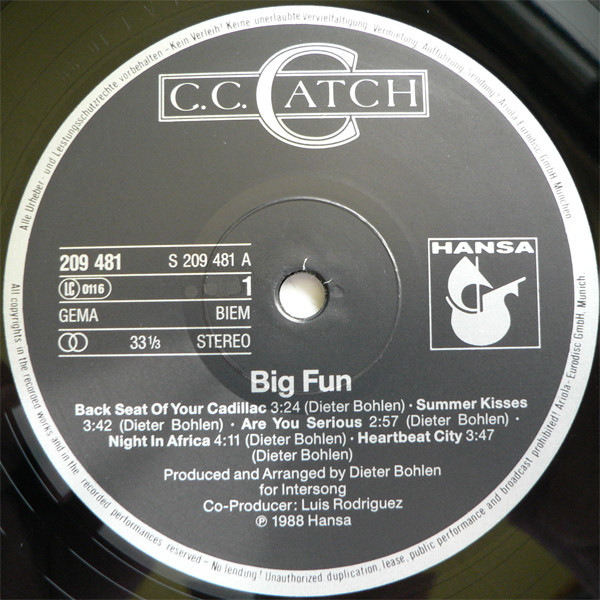 C.C. Catch - Big Fun | Hansa (209 481) - 3