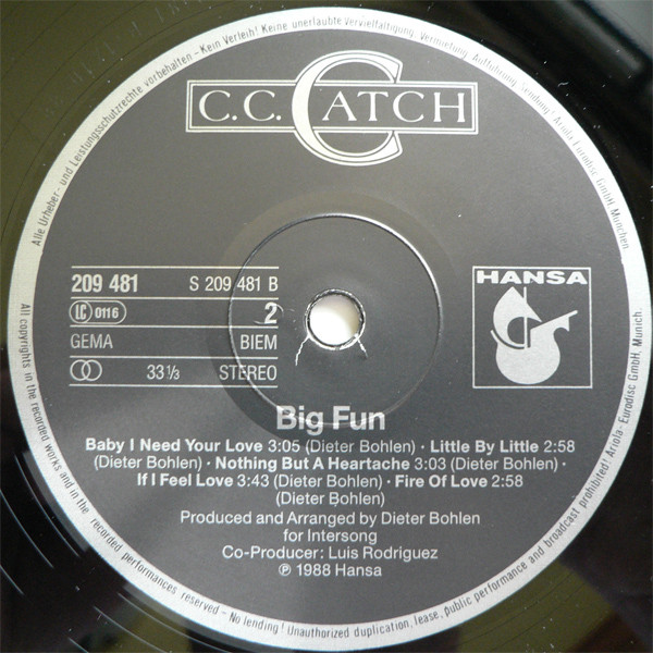 C.C. Catch - Big Fun | Hansa (209 481) - 4