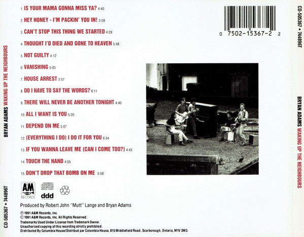 Bryan Adams - Waking Up The Neighbours | A&M Records (CD-505367) - 2 Bryan Adams - Waking Up The Neighbours | A&M Records (CD-505367) - 2