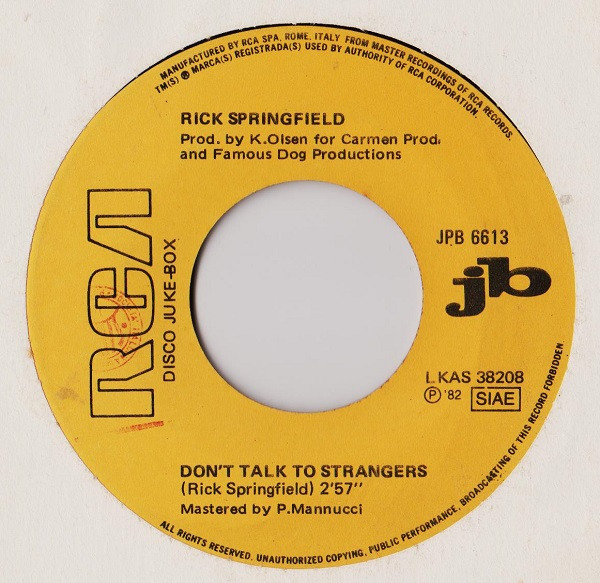 Leo Sayer / Rick Springfield - Heart / Don't Talk To Strangers | Chrysalis (JPB 6613) - 2
