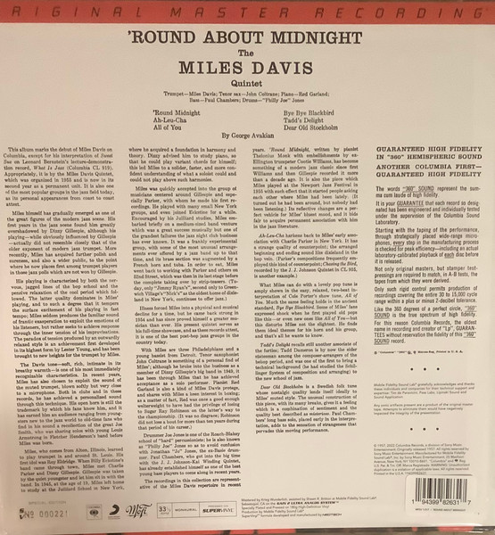 Miles Davis - 'Round About Midnight | Mobile Fidelity Sound Lab (MFSV 1-517) - 2