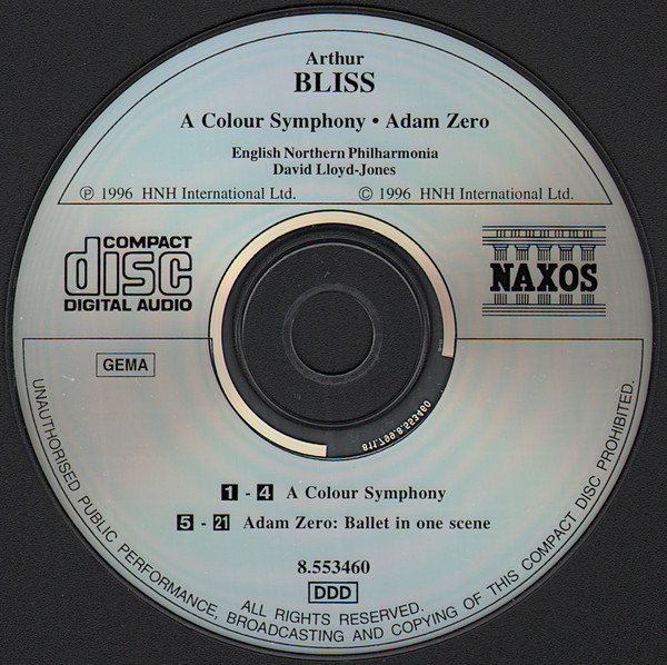 Arthur Bliss / English Northern Philharmonia , David Lloyd-Jones - A Colour Symphony • Adam Zero | Naxos (8.553460) - 3