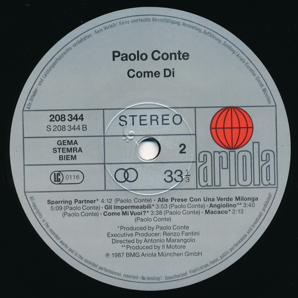 Paolo Conte - Come Di | Ariola (208 344) - 4