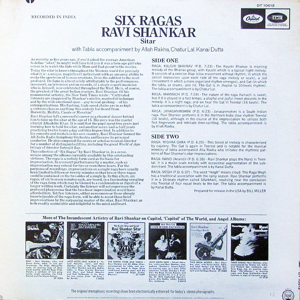 Ravi Shankar - Six Ragas | Capitol Records (DT 10512) - 2 Ravi Shankar - Six Ragas | Capitol Records (DT 10512) - 2