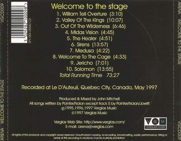 Arena - Welcome To The Stage | Verglas Music (VGCD009) - 2