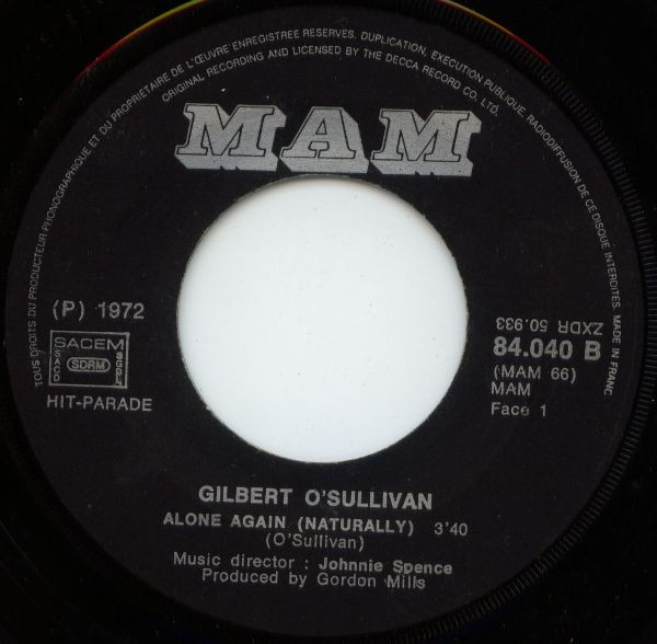 Gilbert O'Sullivan - Alone Again (Naturally) / Save It | MAM (84.040) - 3