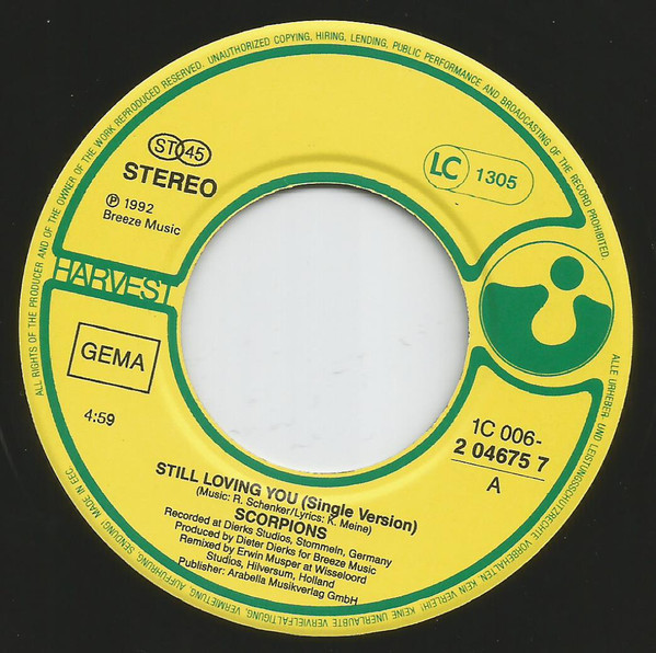 Scorpions - Still Loving You (Remix) | Harvest (1C 006 2 04675 7) - 3 Scorpions - Still Loving You (Remix) | Harvest (1C 006 2 04675 7) - 3