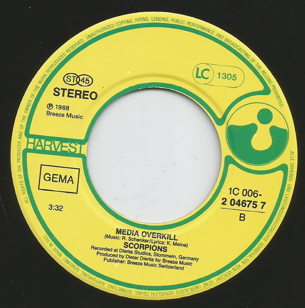 Scorpions - Still Loving You (Remix) | Harvest (1C 006 2 04675 7) - 4 Scorpions - Still Loving You (Remix) | Harvest (1C 006 2 04675 7) - 4