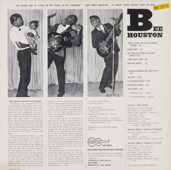 Bee Houston - Bee Houston | Arhoolie Records (AR 19013) - 2 Bee Houston - Bee Houston | Arhoolie Records (AR 19013) - 2